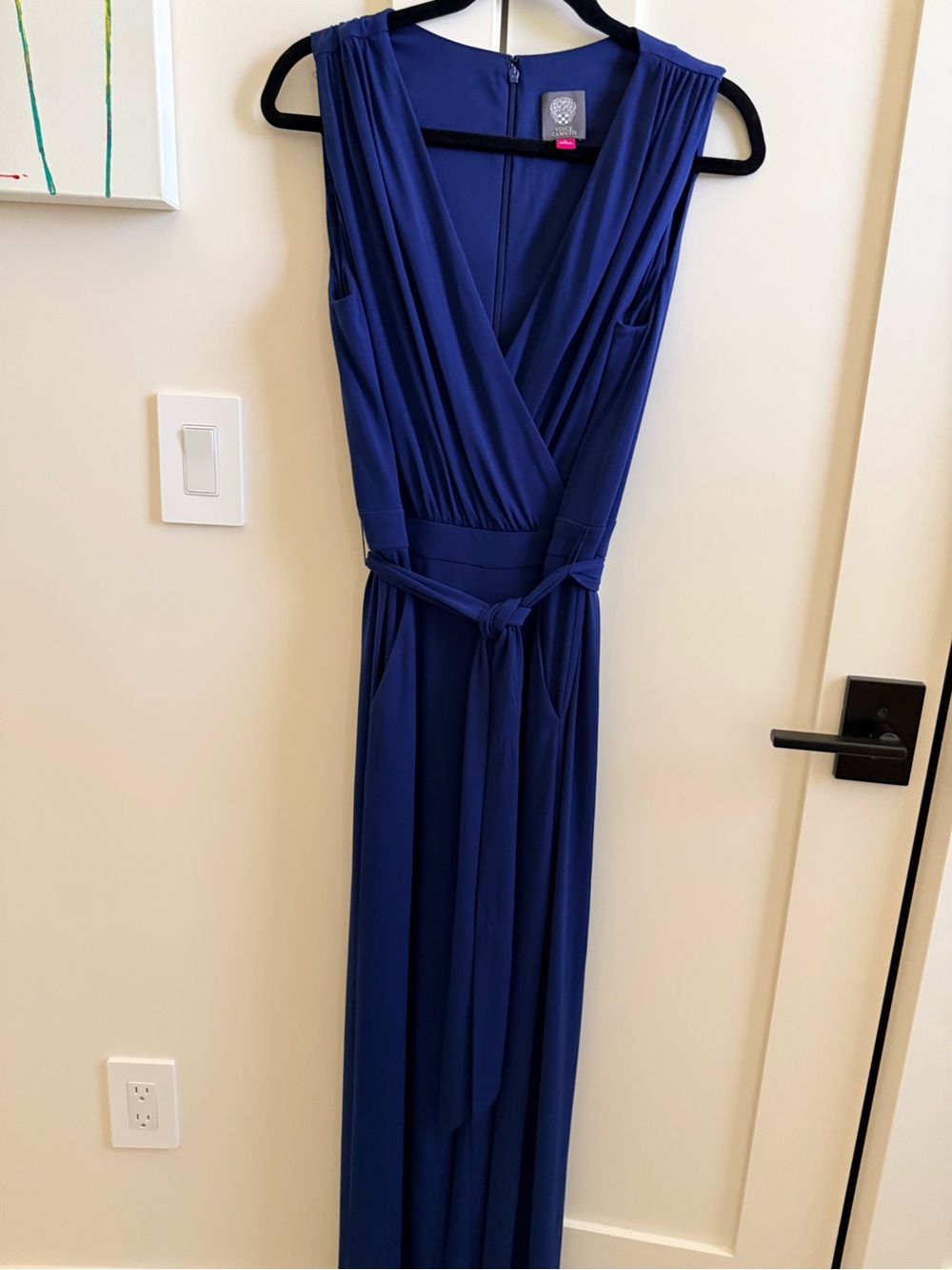 Vince Camuto Sleeveless V-Neck Maxi Jumpsuit in Royal Blue